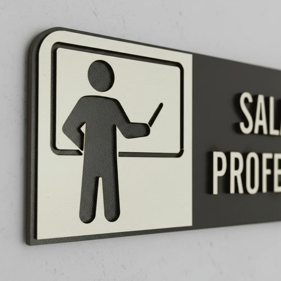 Placa de Sinalização Indicativa MDF 3D - Sala dos Professores